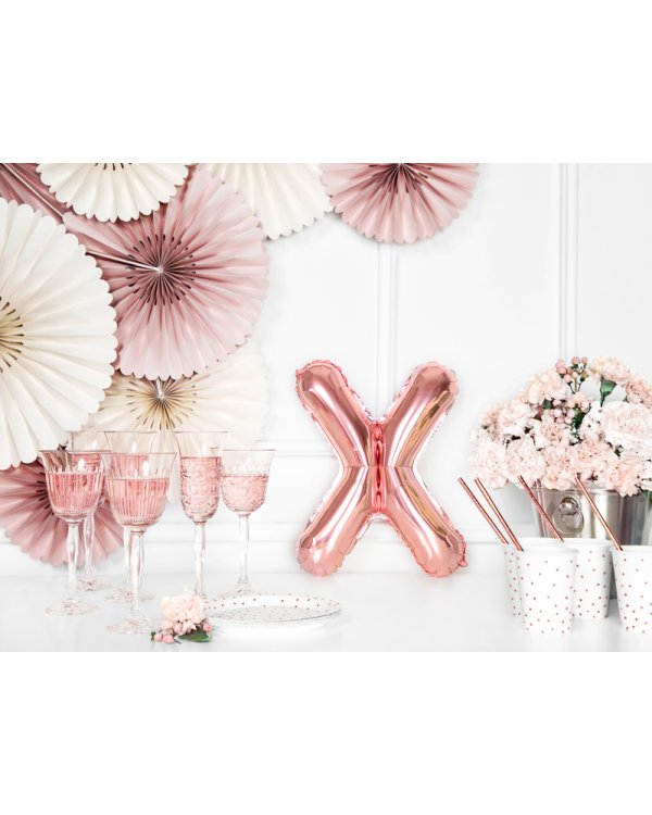 Foil Balloon Letter ''X'', 35cm, rose gold
