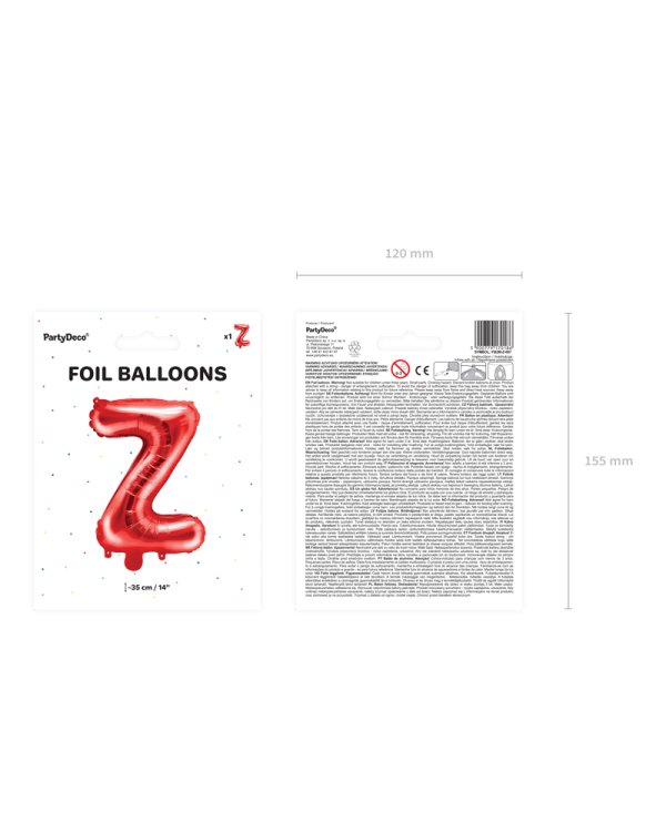 Foil Balloon Letter ''Z'', 35cm, red