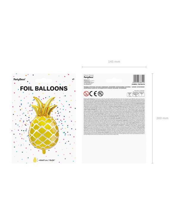 Foil balloon Pineapple, gold, 38x63cm