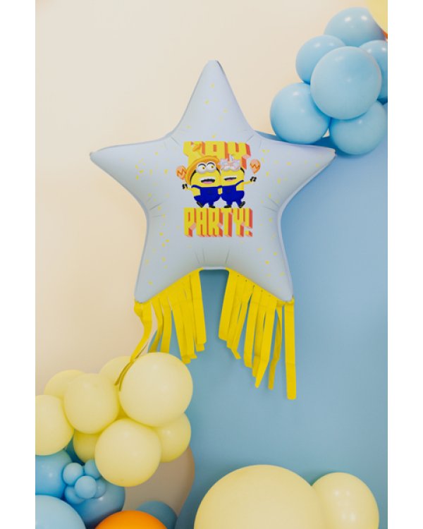 Foil balloon Star with tassels Minions, 72x72 cm, mix