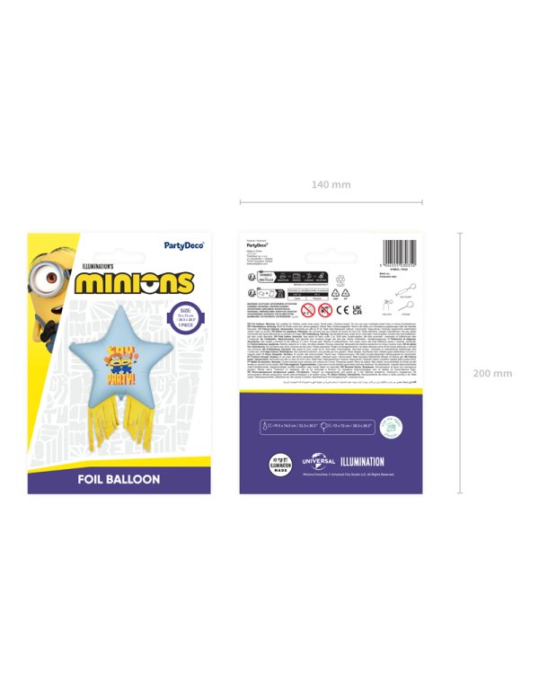 Foil balloon Star with tassels Minions, 72x72 cm, mix