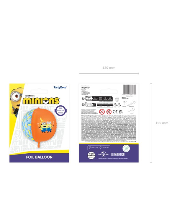 Foil balloon Ball with Minions, 75 cm, mix