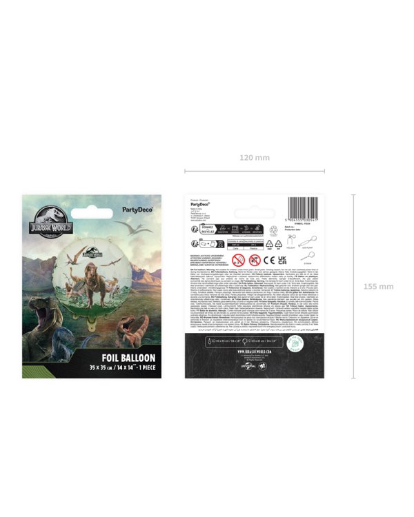 Foil balloon tablet Jurassic World, 35x35 cm, mix