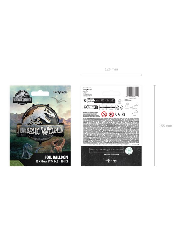 Foil balloon Jurassic World Logo, 45x37 cm, mix