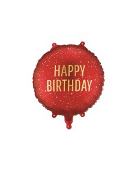 Foil balloon tablet Happy Birthday, 35x35 cm, dark red