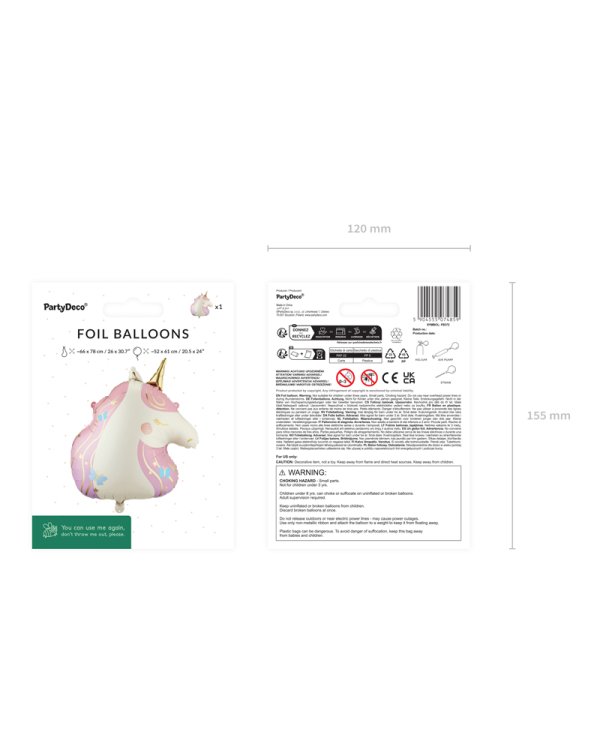 Foil balloon Unicorn, 52x61 cm, mix