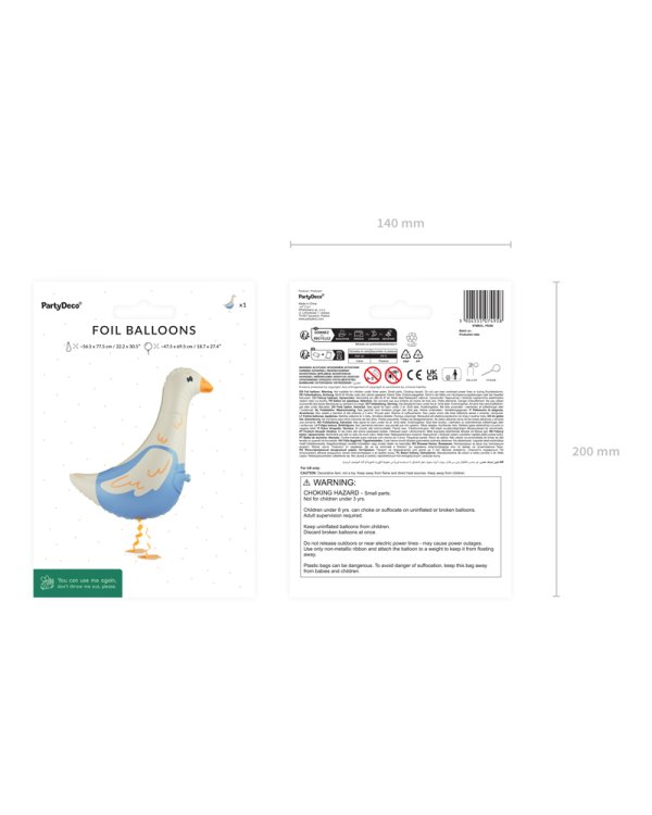 Foil balloon Goose, 47.5x69.5 cm, mix
