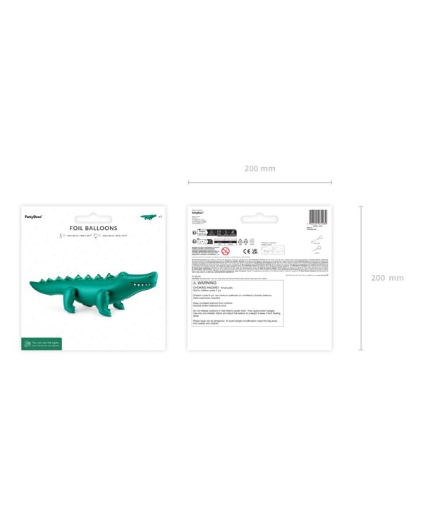 Standing foil balloon Crocodile, 126x36 cm, mix