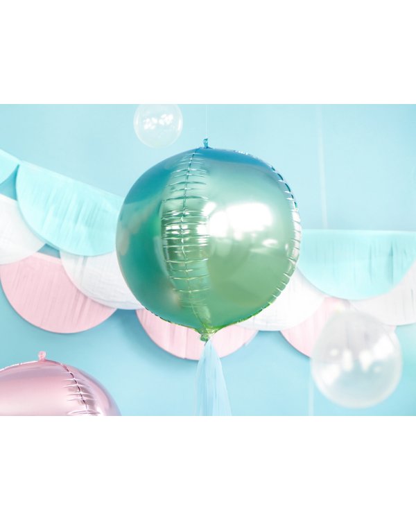 Foil Balloon Ombre Ball, blue and green, 35cm