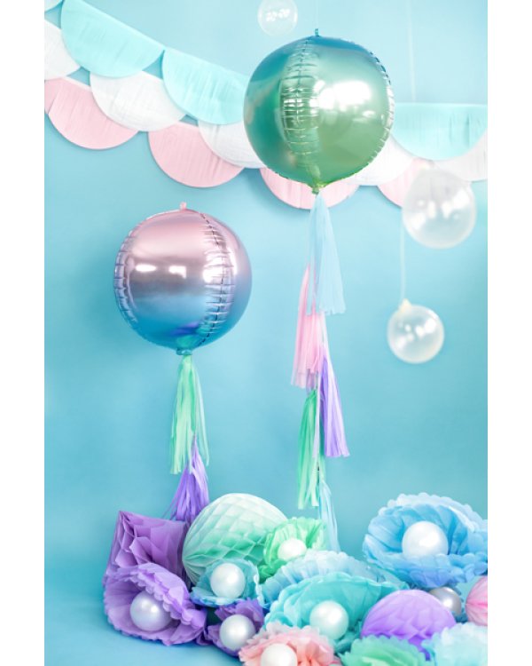 Foil Balloon Ombre Ball, blue and green, 35cm