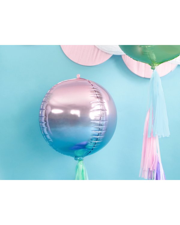 Foil Balloon Ombre Ball, violet and blue, 35cm