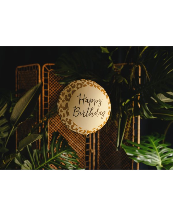 Foil balloon tablet ''Happy Birthday'' with leopard print, 35x35 cm, mix