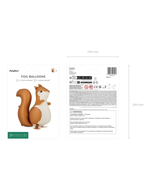 Foil balloon Squirrel, 51x59 cm, mix