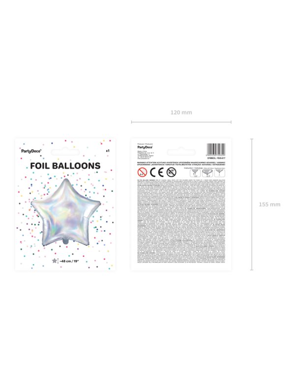 Foil Balloon Star, 48cm, iridescent