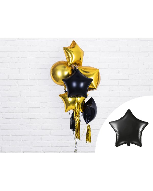 Foil Balloon Star, 48cm, black