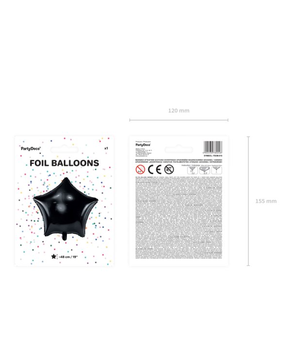 Foil Balloon Star, 48cm, black