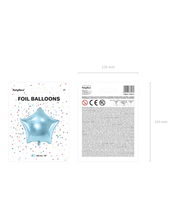 Foil Balloon Star, 48cm, sky-blue