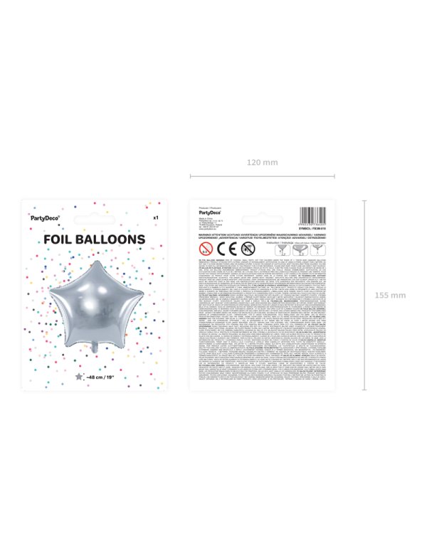 Foil Balloon Star, 48cm, silver