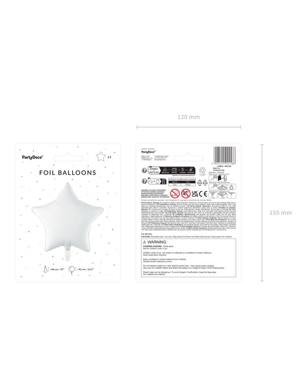 Foil balloon Star, 48 cm, white