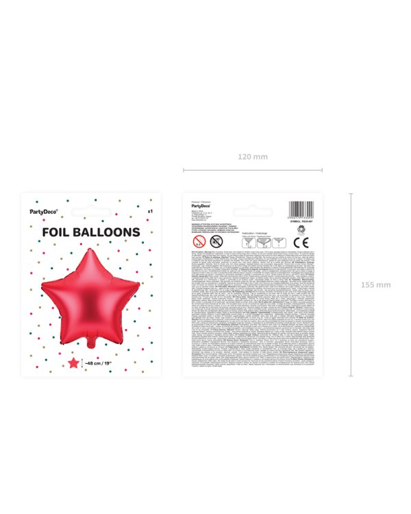 Foil balloon Star, 48cm, red