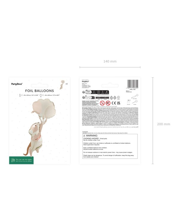 Foil balloon Mouse with balloons, 44x104 cm, mix