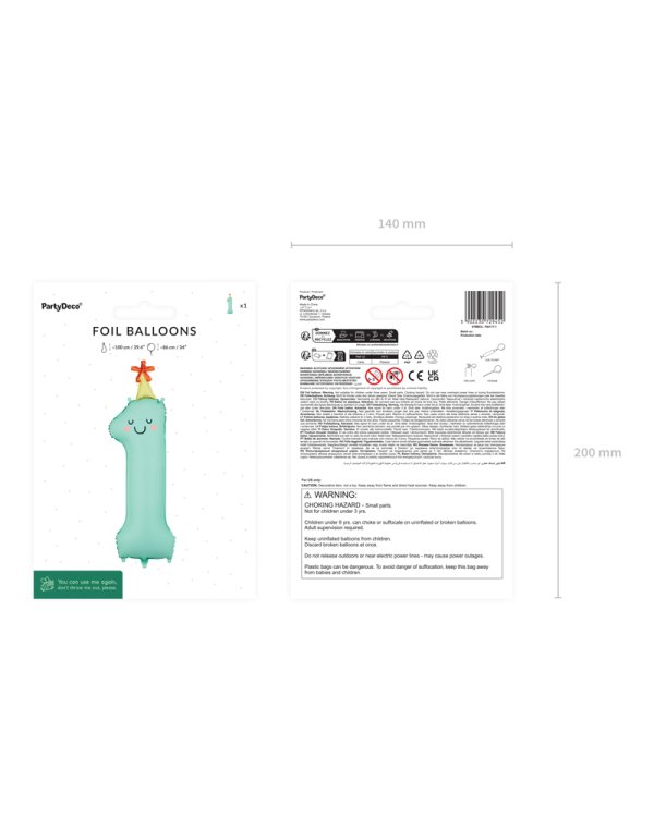 Foil balloon Number ''1'', 86cm, mint