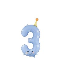 Foil balloon Number ''3'', 86cm, blue