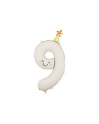 Foil balloon Number ''9'', 86cm, cream