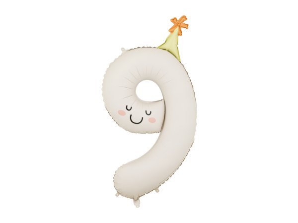 Foil balloon Number ''9'', 86cm, cream
