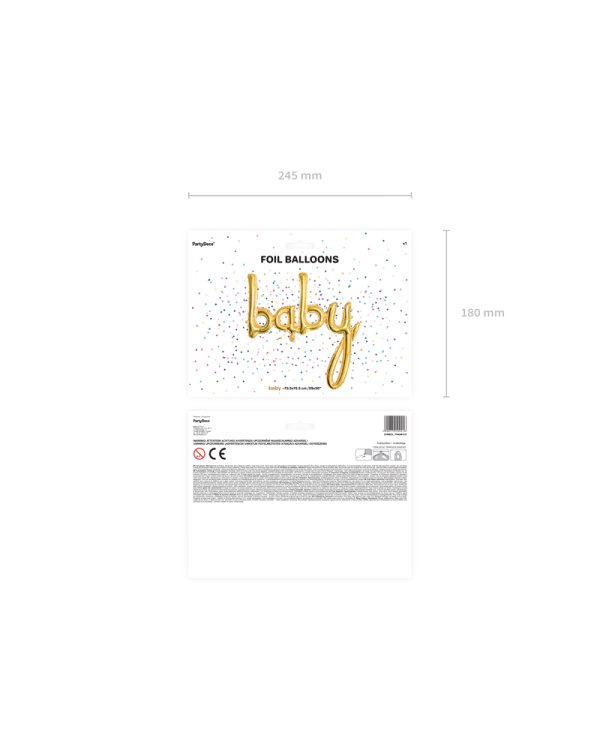 Foil balloon Baby, gold, 73.5x75.5cm