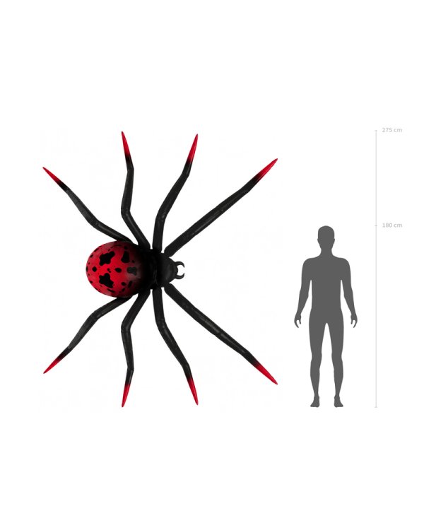Foil Standing Balloon Spider XXL, 275x152 cm, black and red
