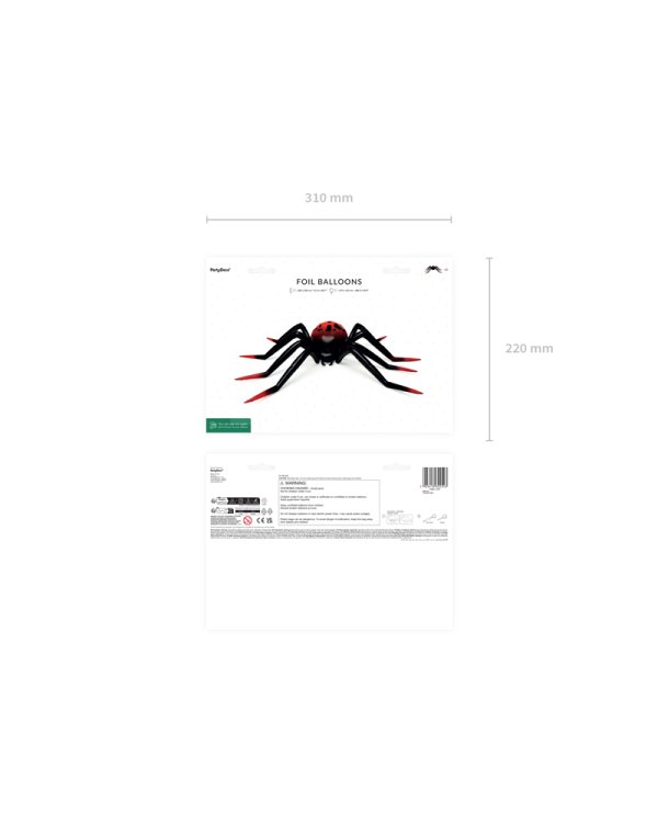 Foil Standing Balloon Spider XXL, 275x152 cm, black and red