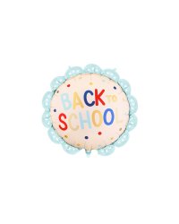 Foil balloon scalloped tablet Back to school, 52x52 cm, cream-blue