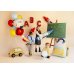 Foil balloon scalloped tablet Back to school, 52x52 cm, cream-blue