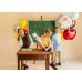 Foil balloon scalloped tablet Back to school, 52x52 cm, cream-blue