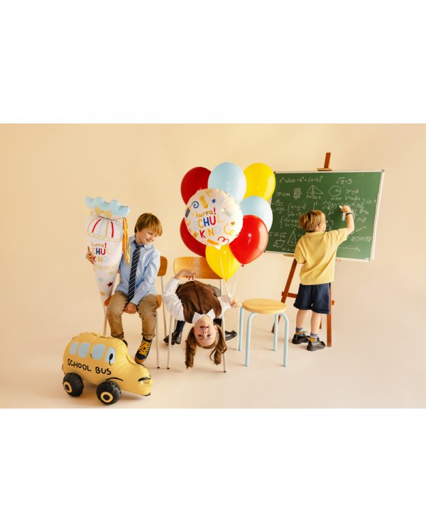 Foil balloon tablet Hurra Schulkind, 35x35 cm, cream