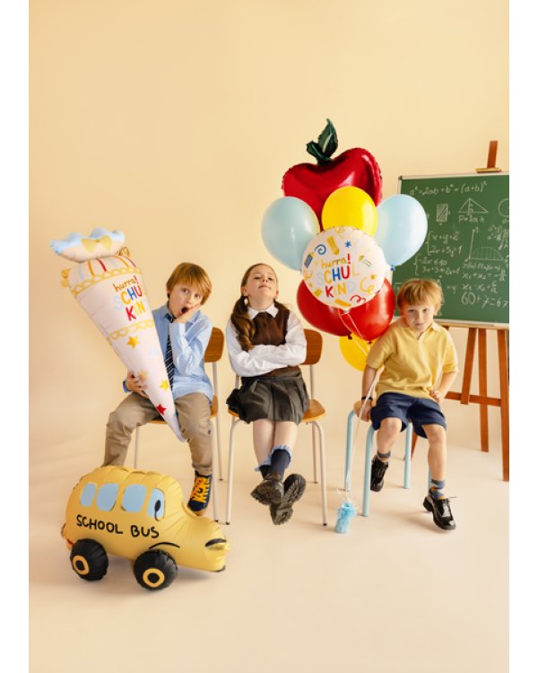 Foil balloon tablet Hurra Schulkind, 35x35 cm, cream