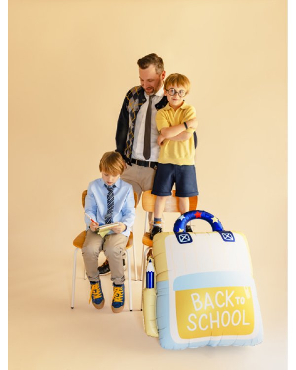 Foil balloon School backpack, 68x82 cm, cream-yellow