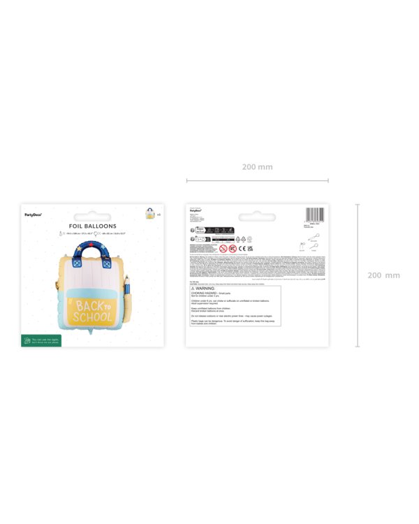 Foil balloon School backpack, 68x82 cm, cream-yellow
