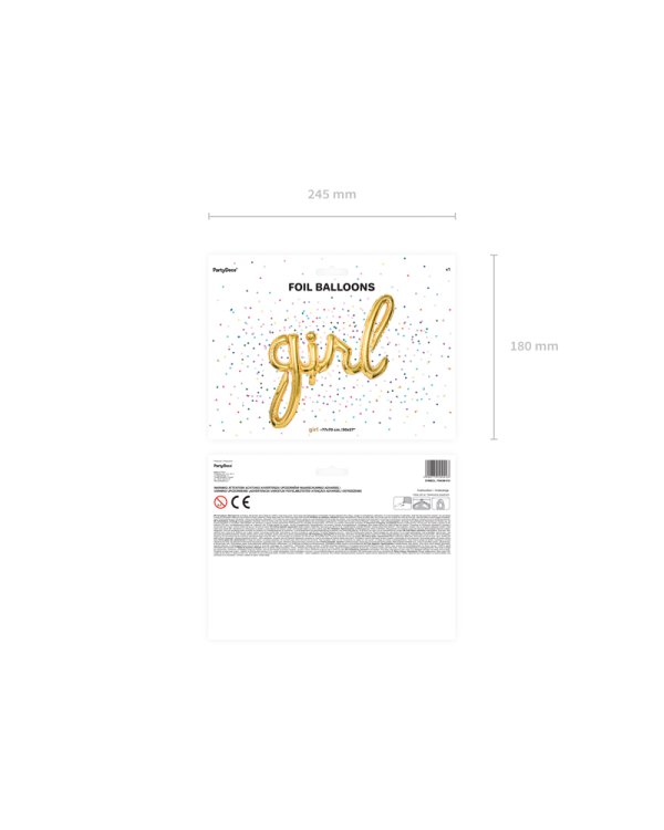 Foil balloon Girl, gold, 77x70cm