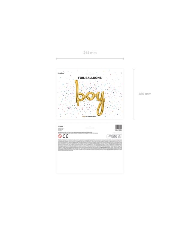 Foil balloon Boy, gold, 63.5x74cm