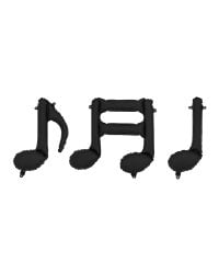 Foil balloons for garlands Musical notes, 23-55x50 cm, black (1 pkt / 3 pc.)