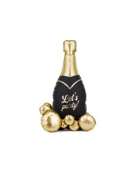 Standing foil balloon Bubble Bottle, 79x114 cm, black and gold