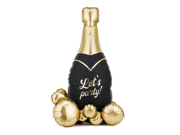 Обложка книги «Standing foil balloon Bubble Bottle, 79x114 cm, black and gold»