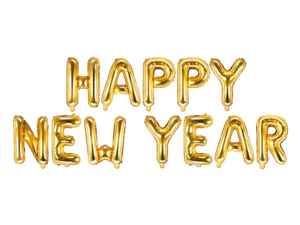 Foil Balloon Happy New Year, 370x35cm, gold