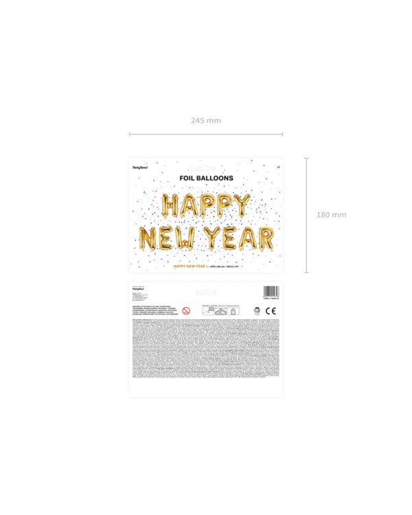 Foil Balloon Happy New Year, 370x35cm, gold