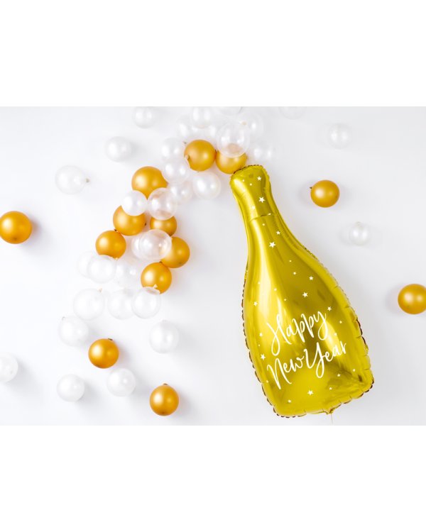Foil balloon Bottle - Happy New Year, 32x82cm, gold