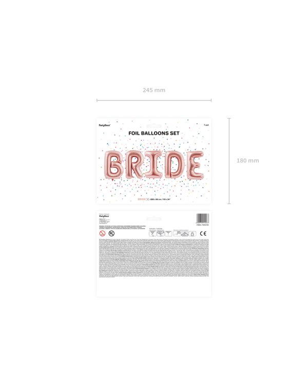 Foil balloon Bride, 280x86cm, rose gold