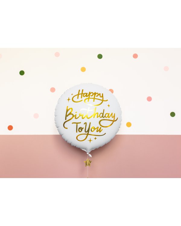 Foil balloon Happy Birthday To You, 35cm, white