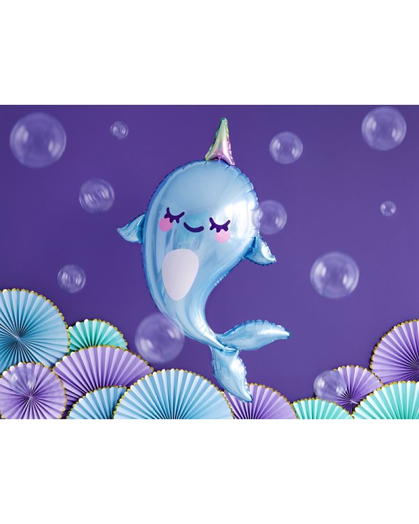 Foil balloon Narwhal, 53x87cm, mix